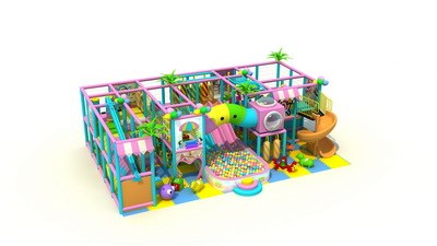 Los niños juegan en el interior de la estructura de juego interior. Equipo de juegos de interior. Venta KP-160923.